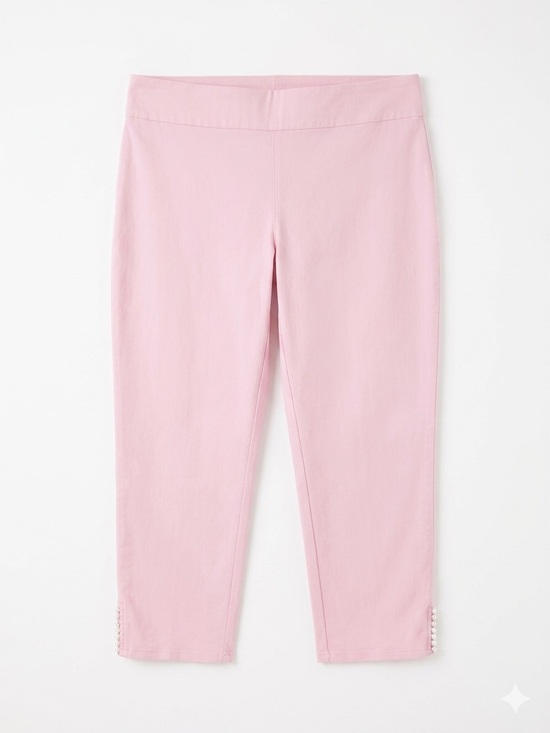 crown & ivy Pants - crown & ivy Pink Capris with Button Hem Detail